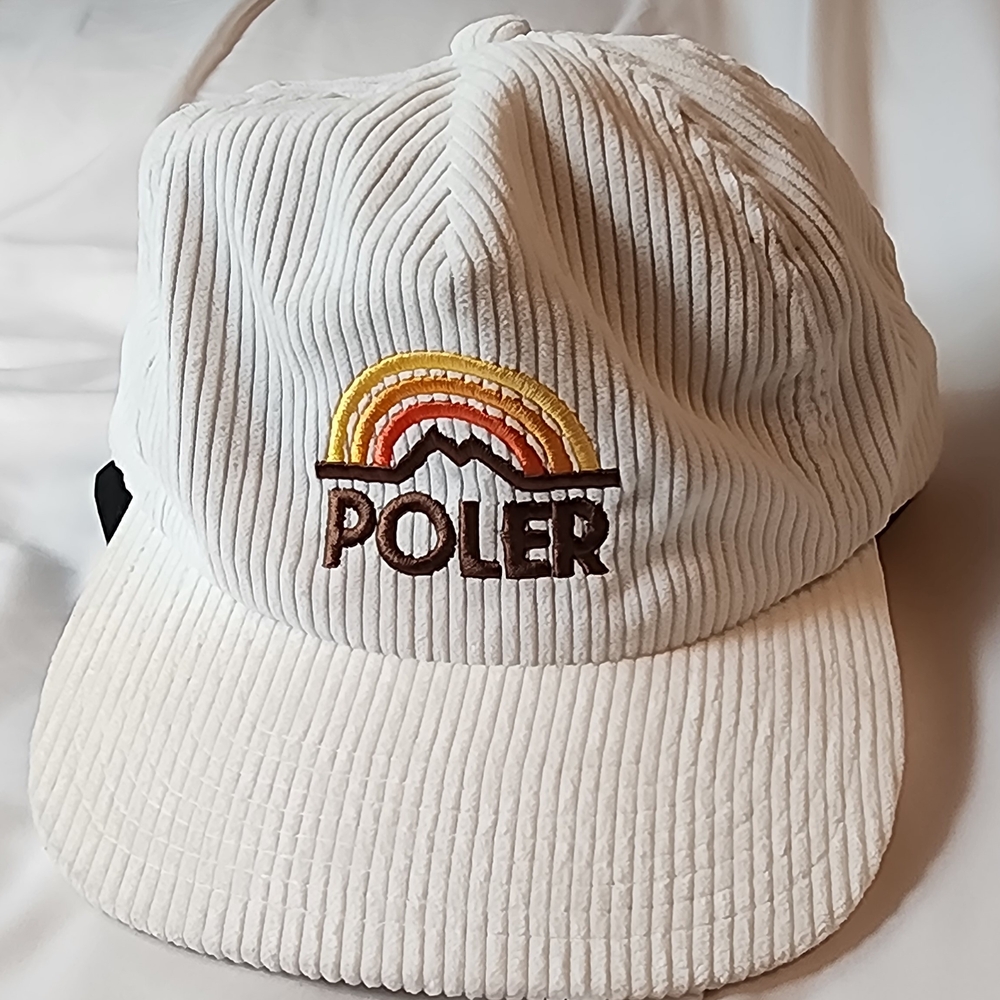 Poler Corduroy White Hat Rainbow Embroidery Snapback